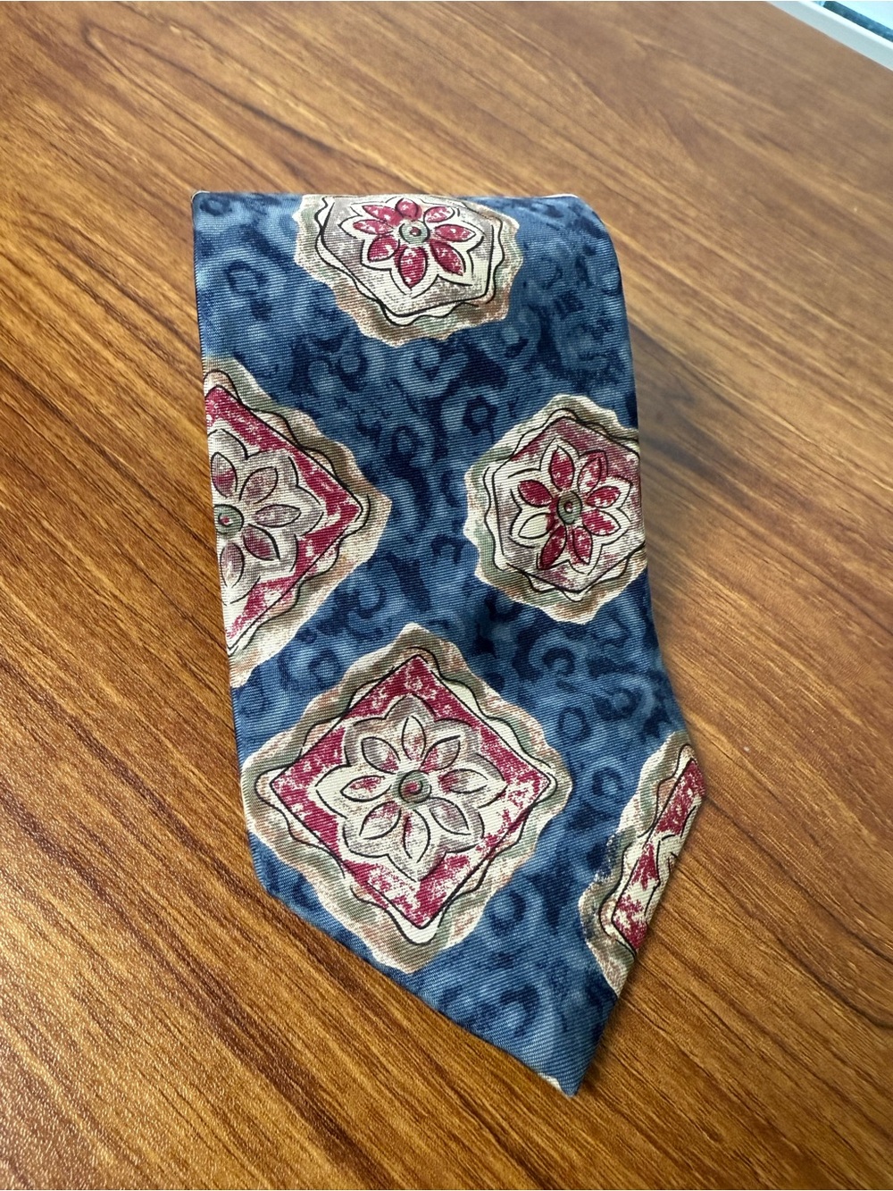 Vintage Christian Dior Tie Mens Necktie 100% Silk Heritage Designer Blue Floral